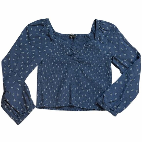 MADEWELL Women’s Classic Indigo Lucille Balloon Sleeve Smocked Top Size Large - Picture 4 of 7